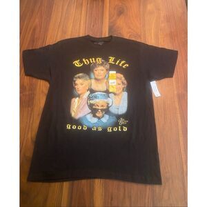 Golden Girls Men's Black Thug Life Crew Neck Cotton Graphic T-Shirt Large NWT